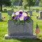Headstone Flower Saddle with Realistic Peony & Rose - Purple Artificial Cemetery Flowers for Grave - UV Resistant Weatherproof Memorial Day Grave Decorations - Secure Fit Tombstone Arrangement